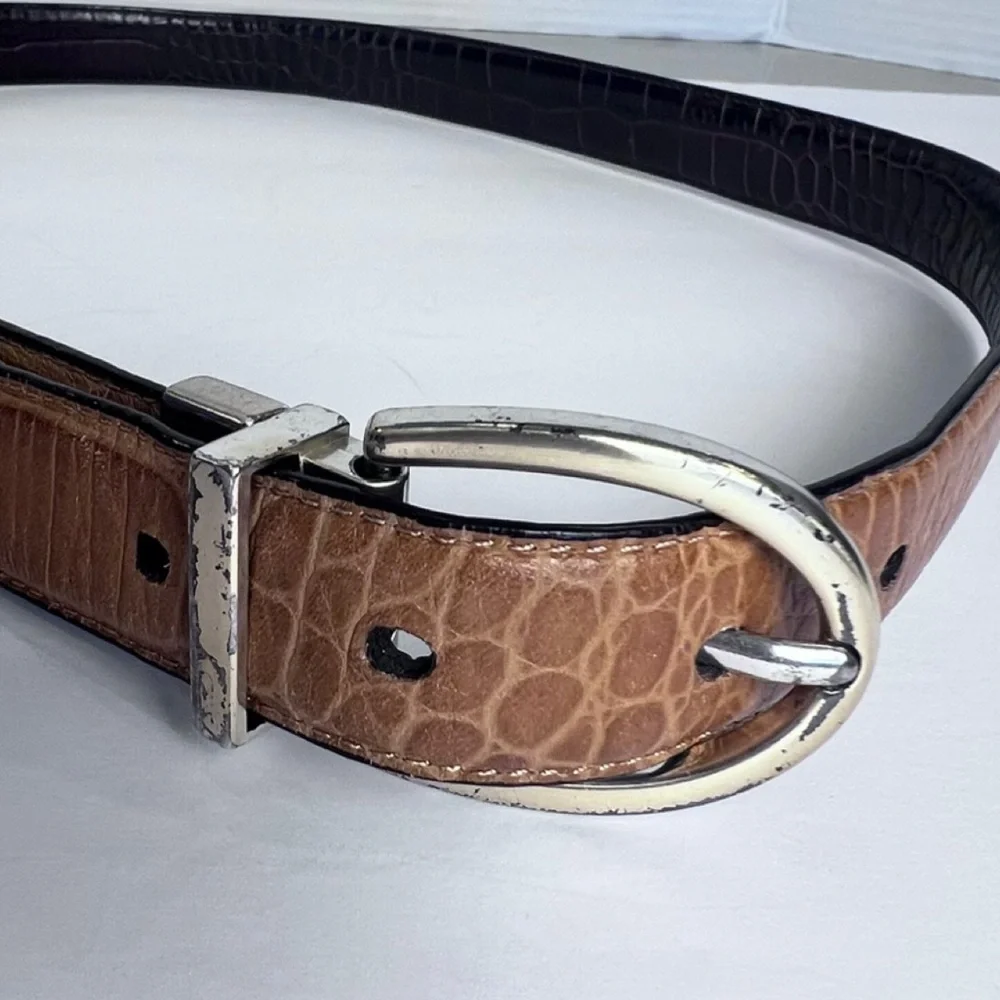 Lauren Ralph Lauren Black & Brown Reversible Belt with Rotating Buckle